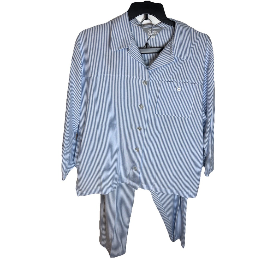 Blair Vintage 2 Piece Pajama Set Blue And White Stripe Size XL MADE IN USA